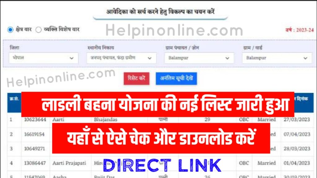 Ladli Behna Yojana List Check , ladli behna yojana list mp 2025 , ladli behna yojana list name check , लाडली बहना योजना लिस्ट कैसे चेक करें